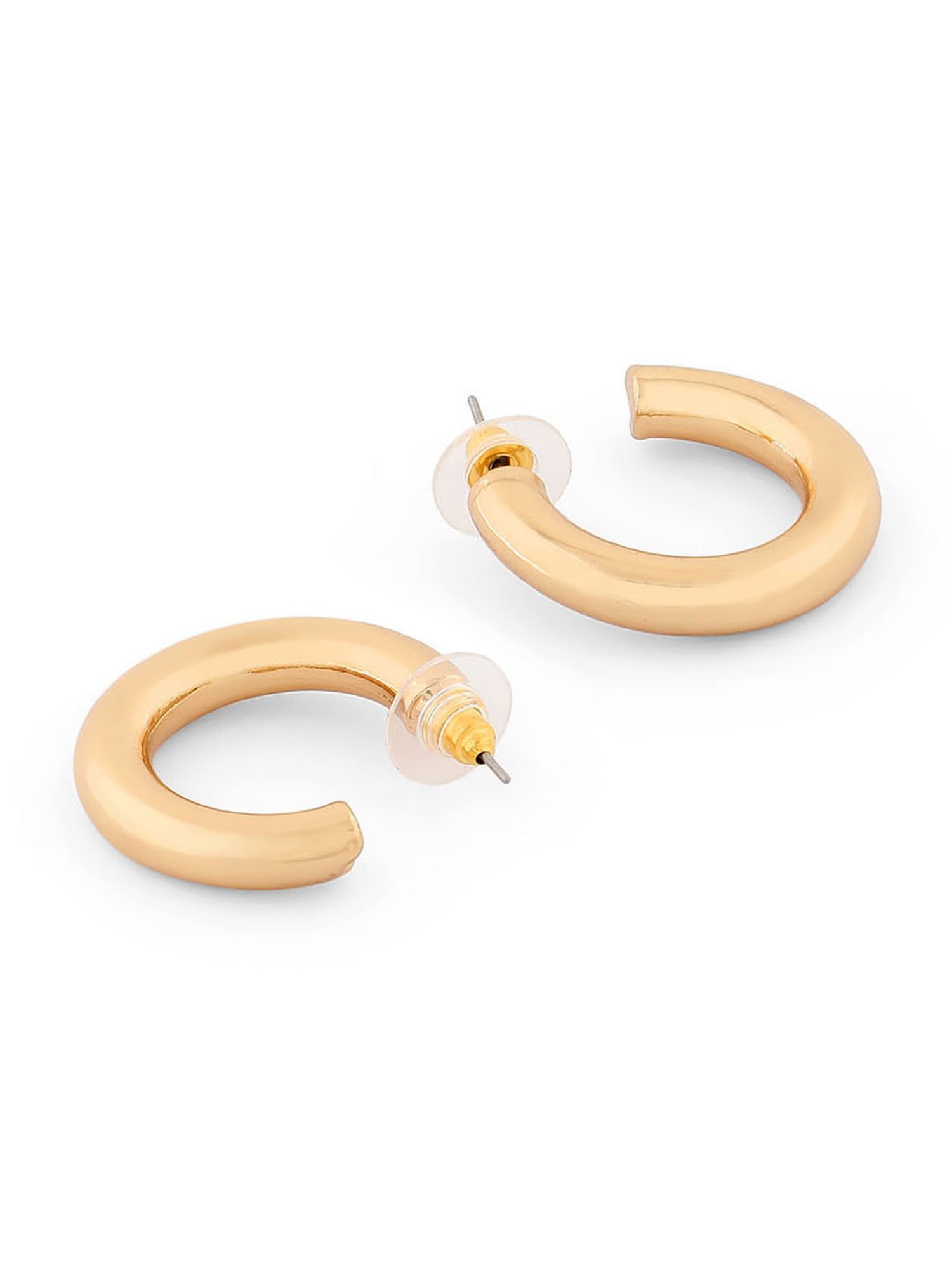 ToinQ Gold-Plated Smooth Glossy Hoop Earrings for Women