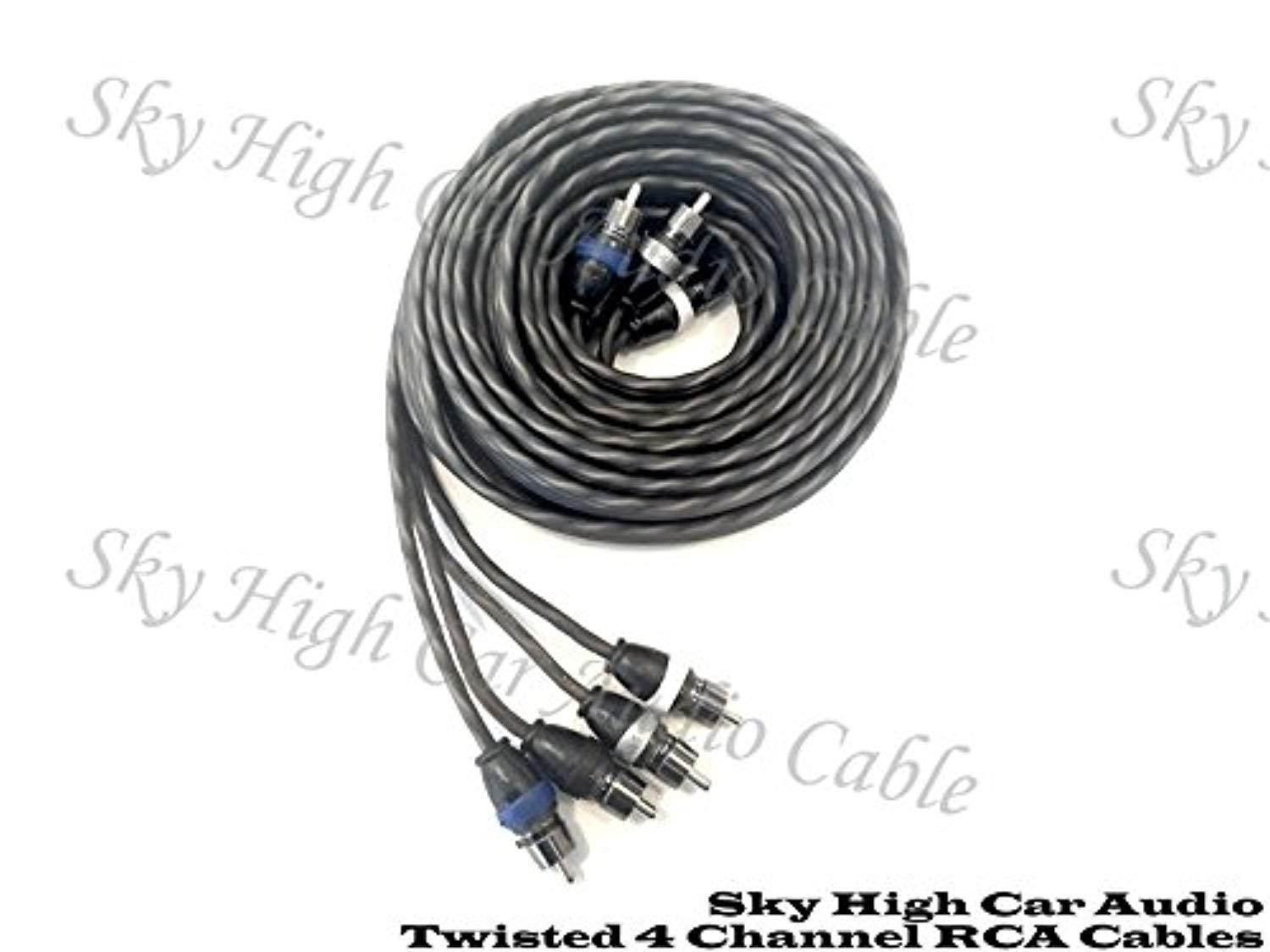 Sky High Car Audio 4 Channel Twisted 12 ft RCA Cables Coated 18' OFC