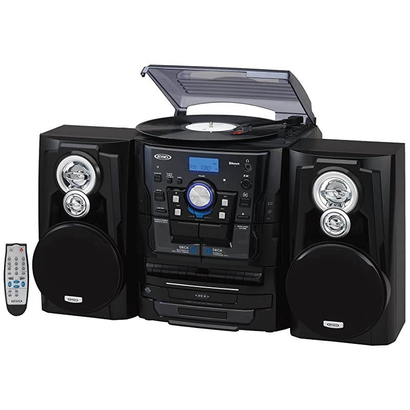 JMC1250 Bluetooth 3-Speed Stereo Turntable and 3 CD Changer with Dual Cassette Deck (JMC-1250)