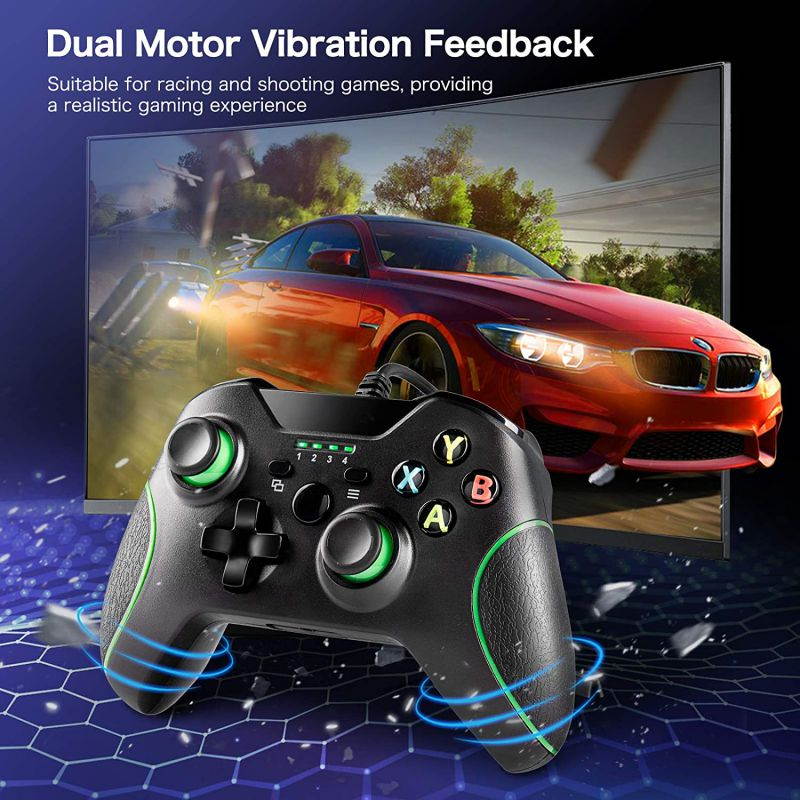Wired Controller Compatible with Xbox One, USB Gamepad Controller with Dual Vibration, Headset Jack and Trigger Buttons for Xbox One/Xbox One S/Xbox One X/PC Windows 7/8/10