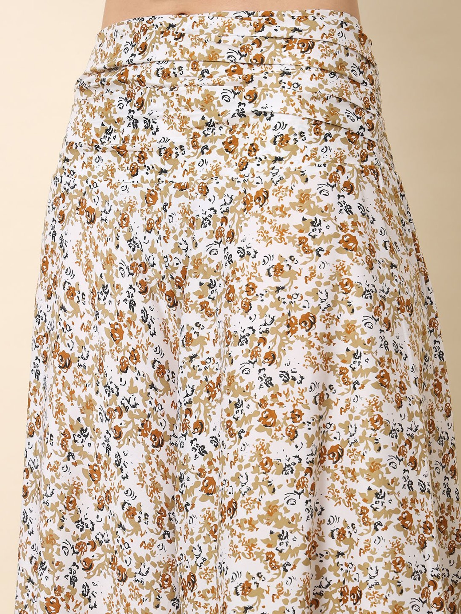Trend Arrest Off White Printed Flared Fit High Rise Palazzos