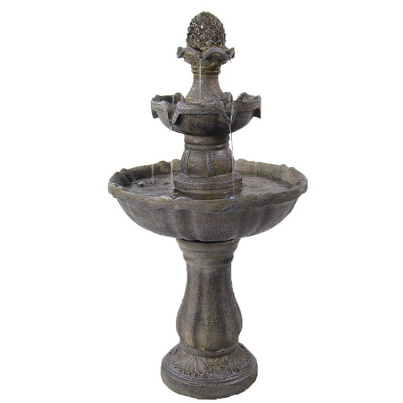 Chatsworth Two Tier Solar On Demand Fountain with Weathered Stone - Smart Solar
