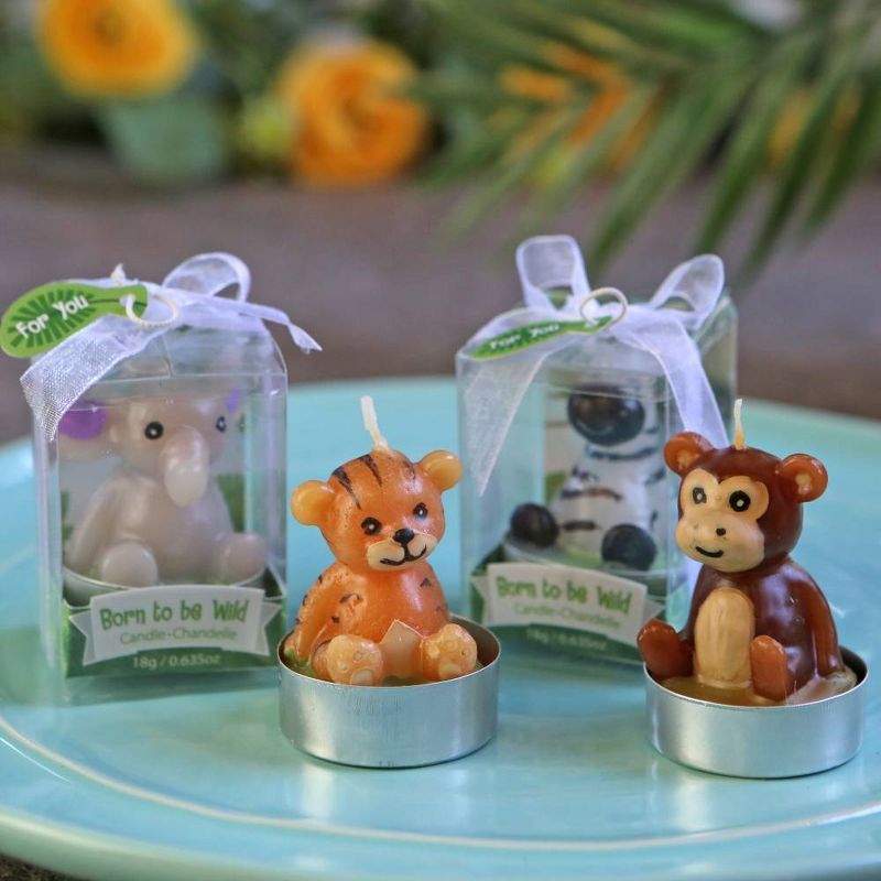 4ct 'Born to be Wild' Animal Candles in Gift Packaging