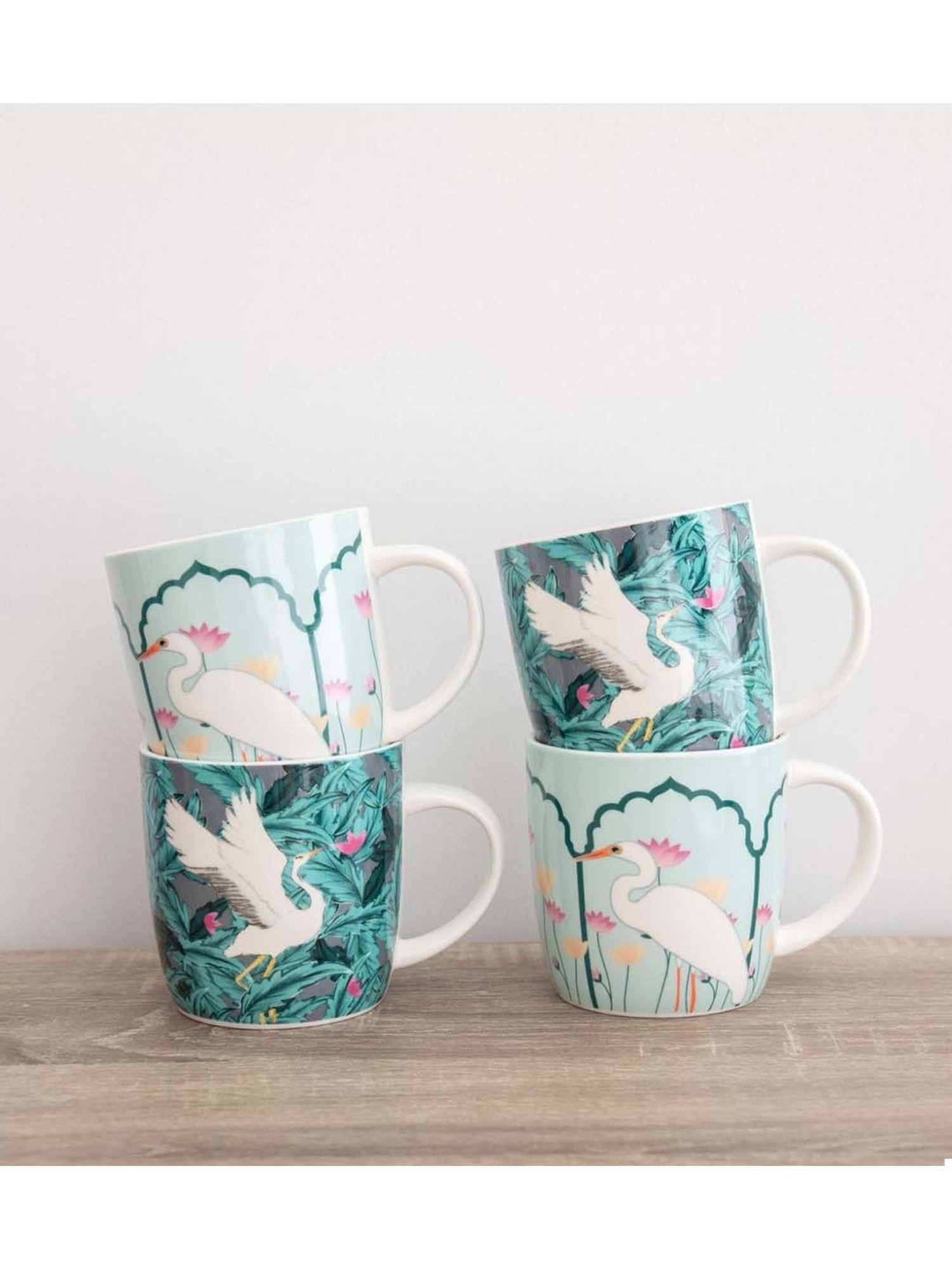 Femora Black Ceramic Coffee Mugs (0.36 L) - Set of 4