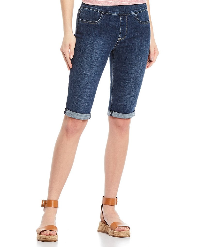 NYDJ Double Roll Cuff Bermuda Mid Rise Pull-On Shorts