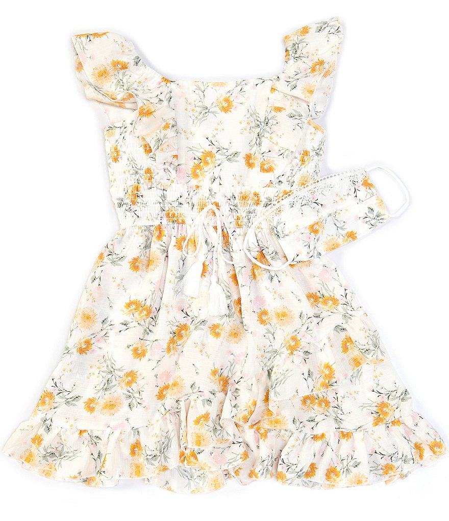 Rare Editions Big Girls 7-16 Flutter-Sleeve Floral Fit-And-Flare Dress