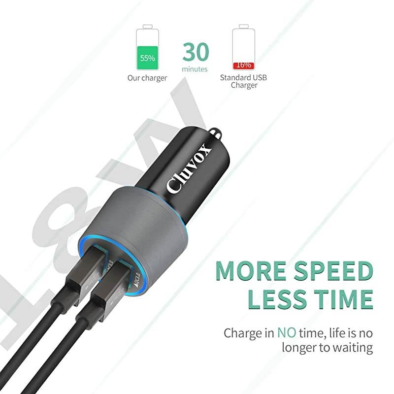 USB C Car Charger Compatible Samsung Galaxy S20S20 PlusS20 UltraS10ES10 PlusS10Note 9Note 8S9S9 PlusS8S8+ Quick Charge 30 Dual USB Fast Car Charger with Type C Cable 66 ft