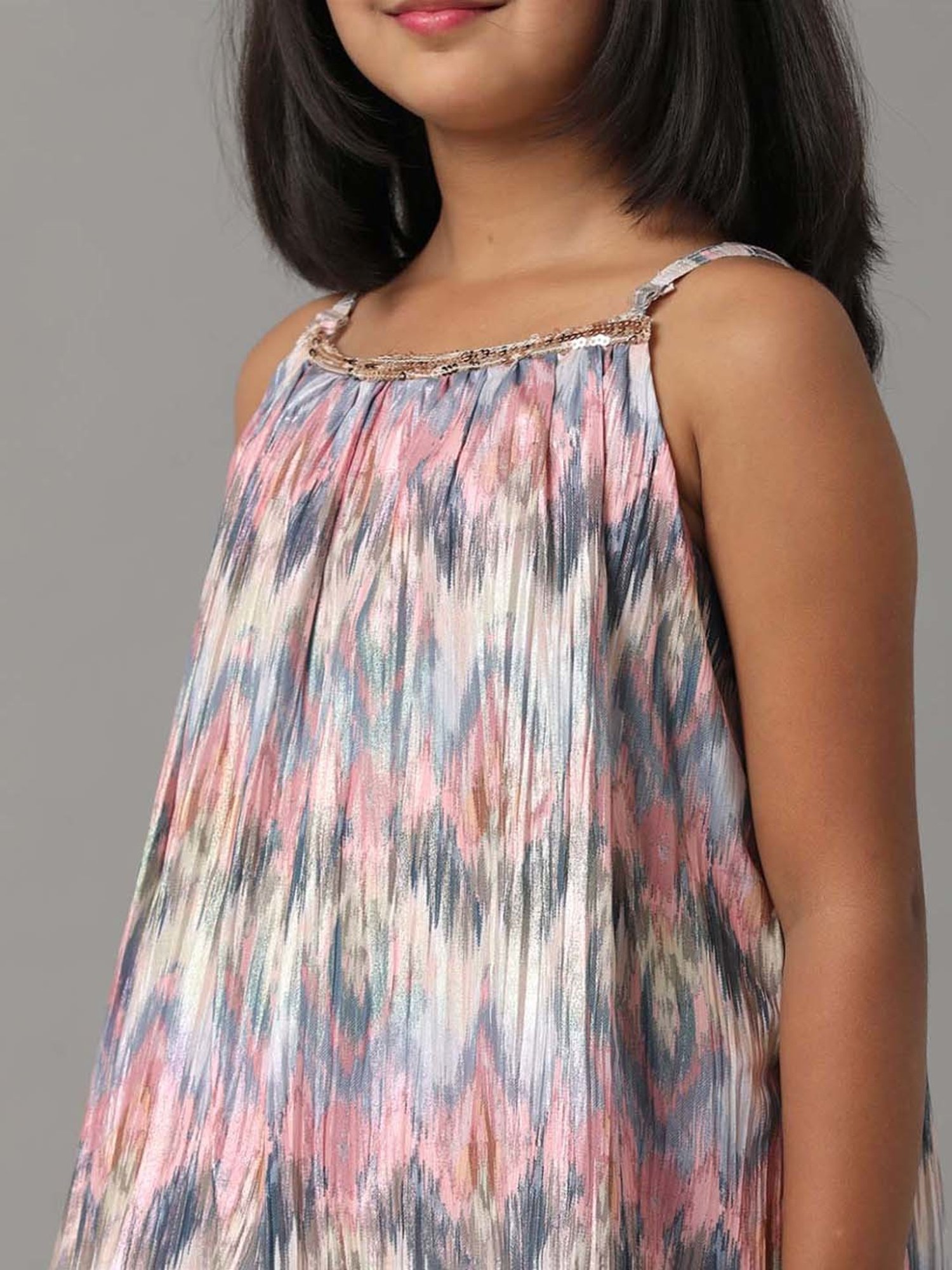 Under Fourteen Only Kids Pink & Grey Printed Top