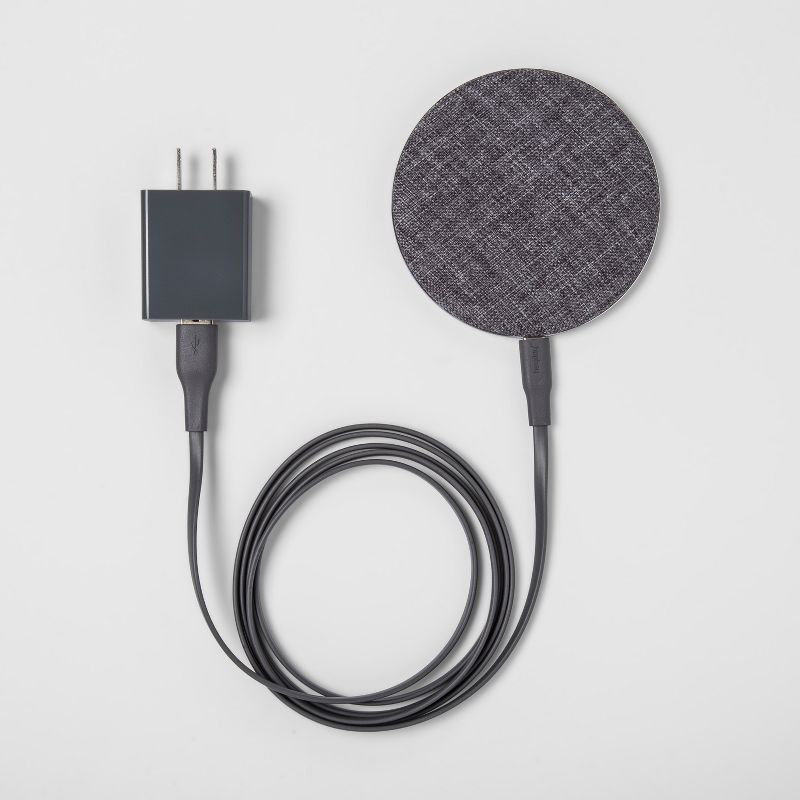 heyday™ Qi Wireless Fabric Charging Puck - Gunmetal