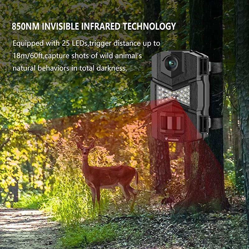 Trail Camera Waterproof 16MP 1080P Hunting Game Camera Wildlife Camera with IR LEDs Night Vision for Home Security Wildlife Monitoring Hunting