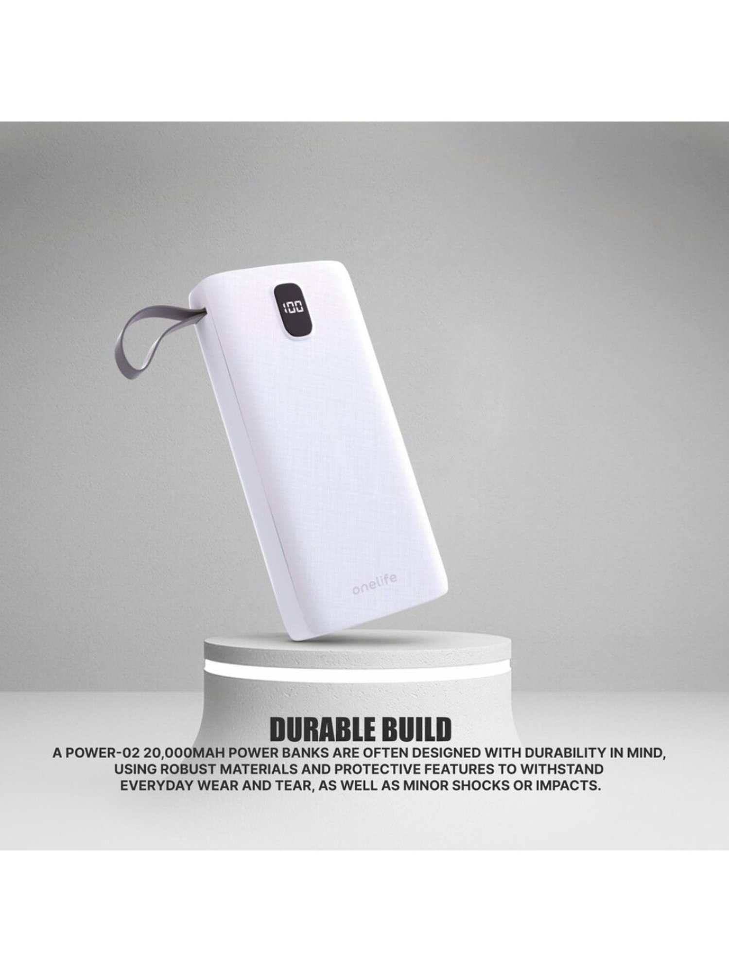 Onelife Power 02, 20000mAh 12W Lithium-Polymer Power Bank with Dual Input, Dual Output (White)