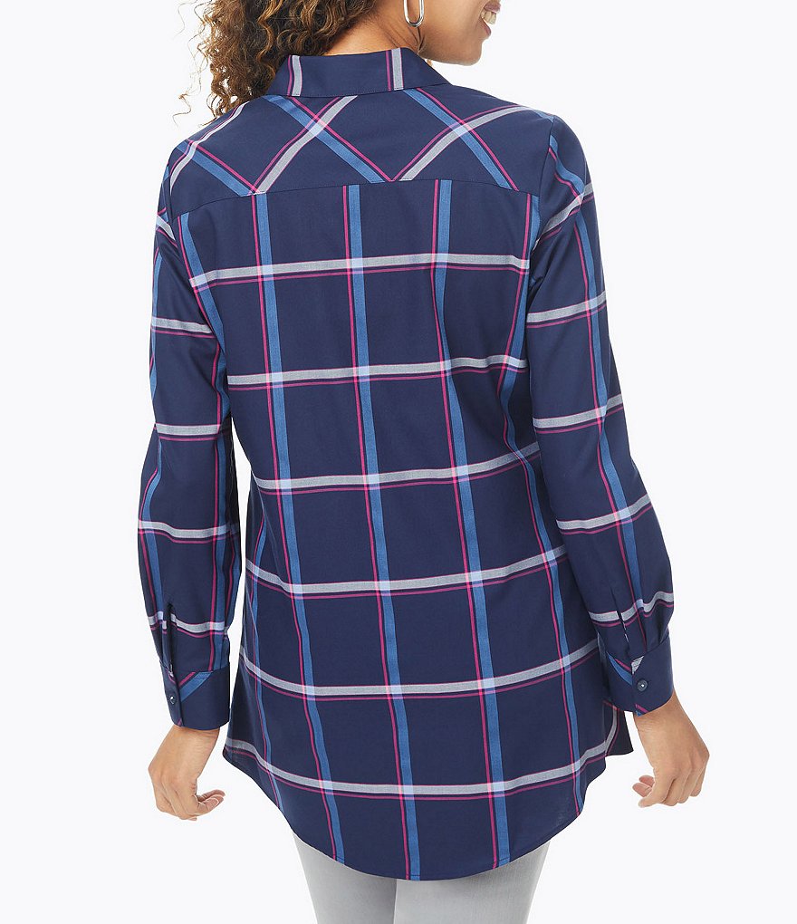 Foxcroft Cici Weekend Plaid Long Sleeve Non-Iron Pocket Tunic