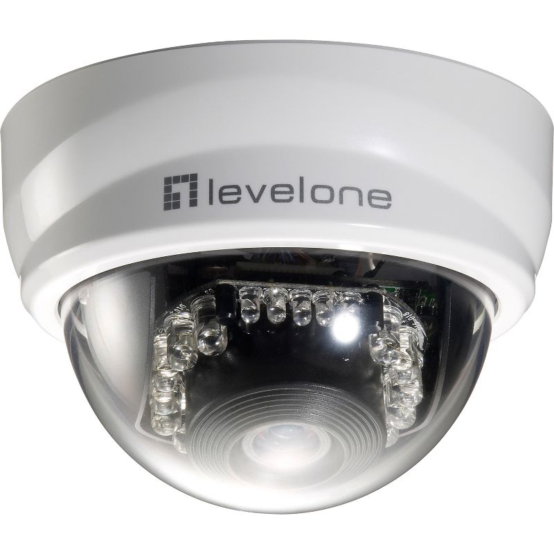 LevelOne H.264 2-Mega Pixel FCS-4101 10/100 Mbps P/T PoE Mini Dome Network Camera w/IR - 1920X1080 HD RES, PoE, H.264, MPEG-4, MJPEG