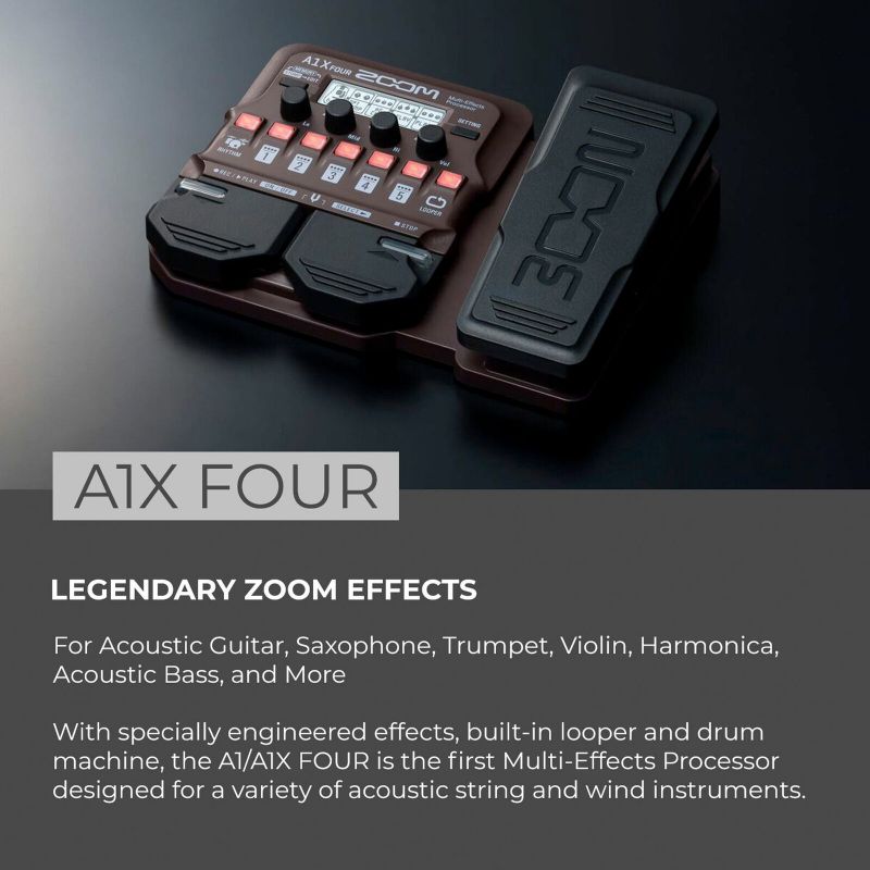 Zoom A1X FOUR Multi-Effects Processor with Cable, Power Supply & Cleaning Cloth