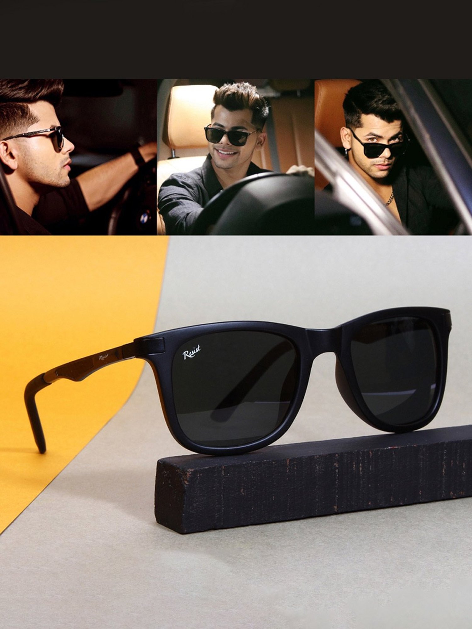 Resist Eyewear Black Wayfarer Unisex Sunglasses