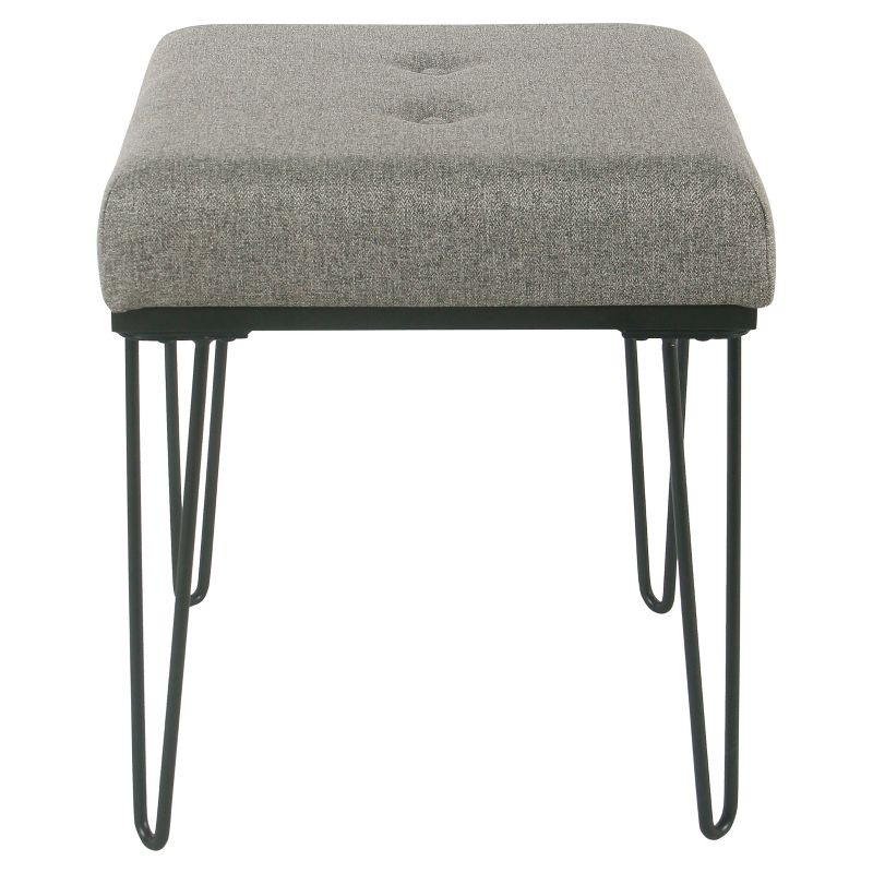 Mid Mod Square Stool Metal Hairpin Leg - Gray - HomePop