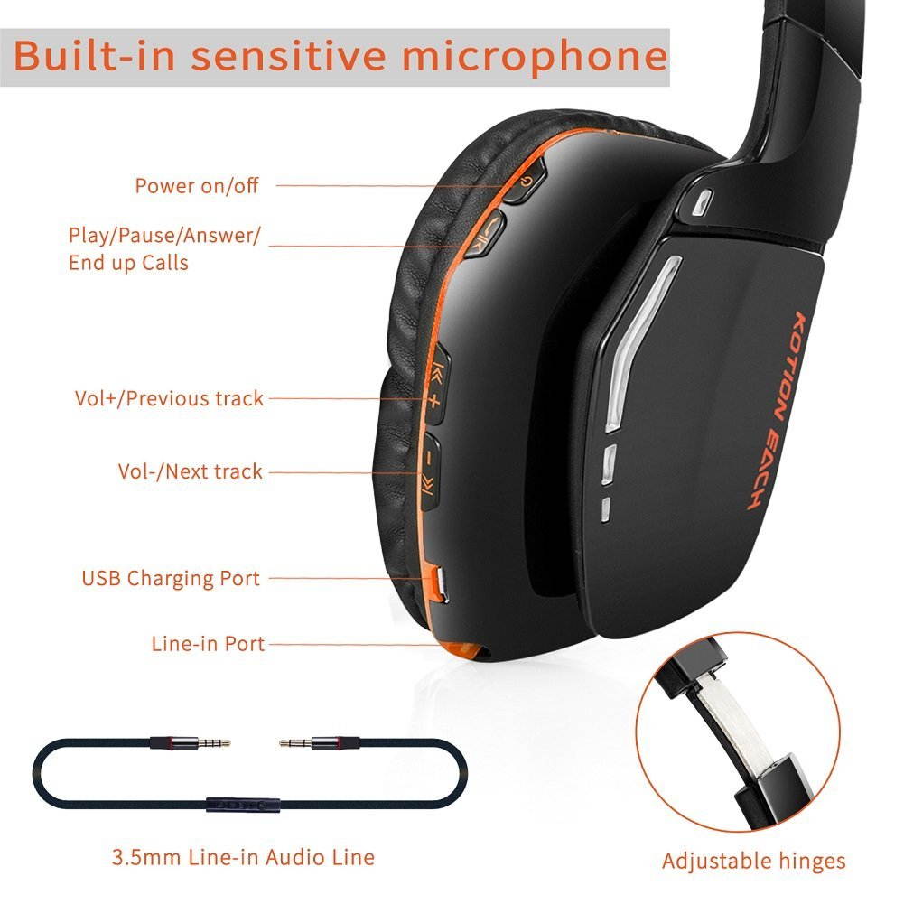 KOTION EACH Gaming Headset for PS4 Xbox One, Beexcellent 3.5mm Wired Stereo Sound Over Ear Headphone with Noise Isolation Mic LED Light for PC Laptop Tablet Mac
