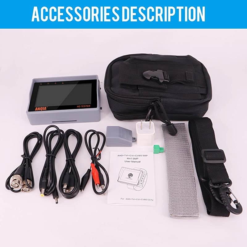 Portable Wrist CCTV Tester43 AHD TVI CVI CVBS 4 in 1 HD Analog Video Security Camera TesterLCD Screen DC12V 1A Power Output UTP Cable Tester PTZ Control