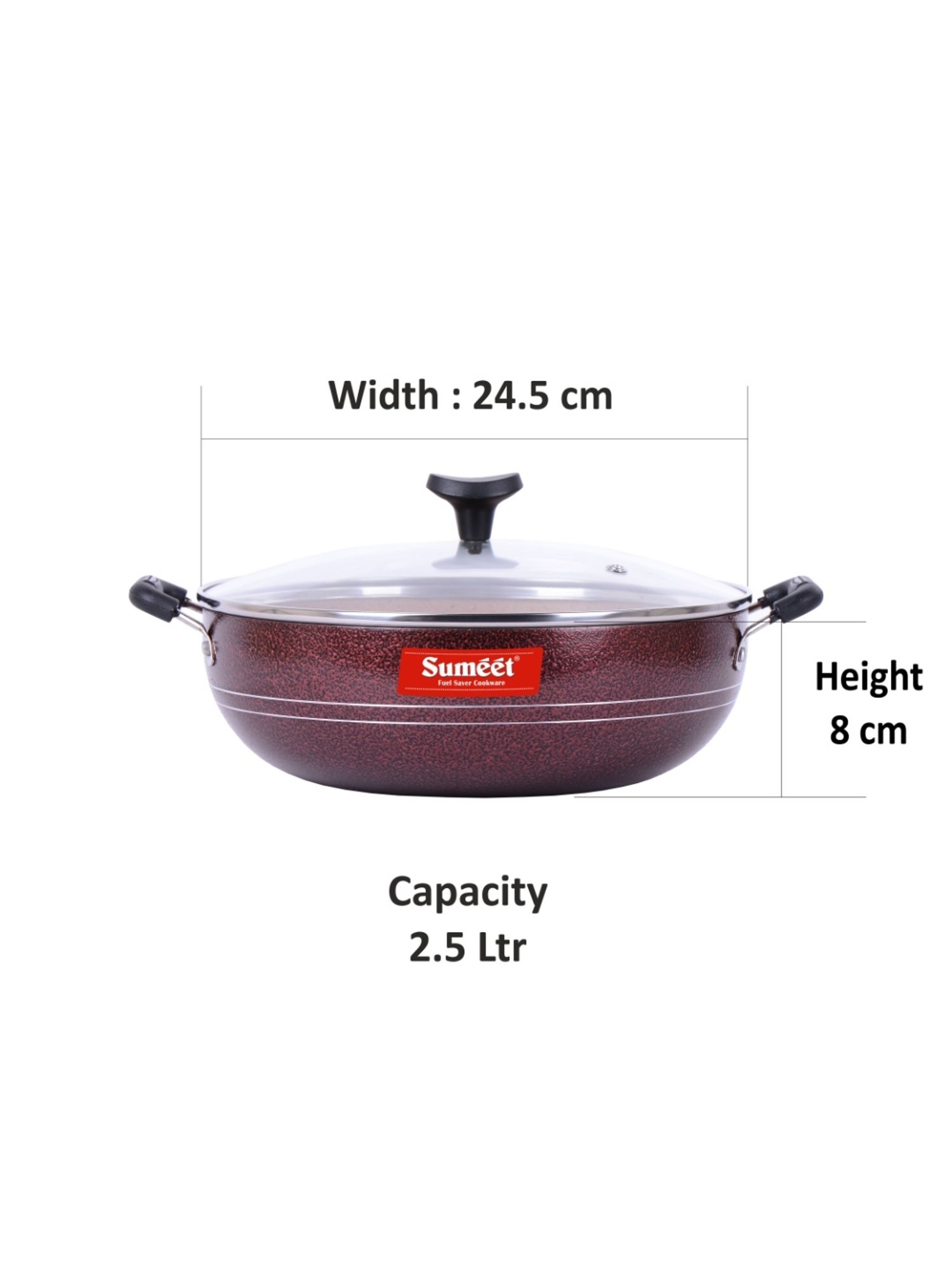 JUDGE Everyday Black Aluminium 20 cm Deep Appachatty With Lid (0.8 L)