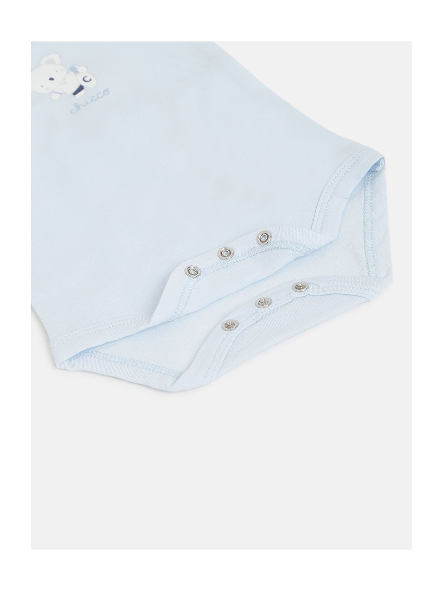 Chicco Kids White & Light Blue Printed Bodysuit (Pack Of 2)