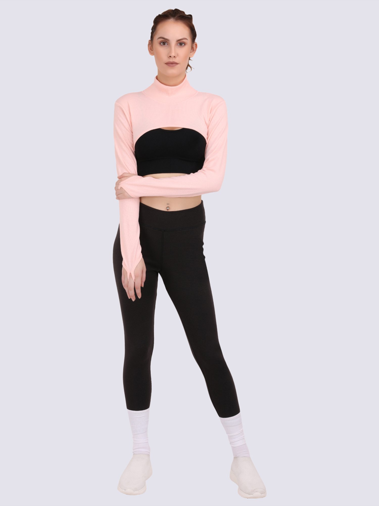 EVERDION Peach Cotton Sports Crop Top