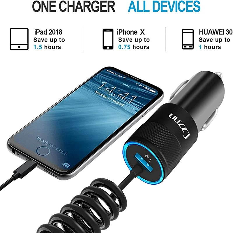 Charger, 24W/4.8A Compatible with iPhone 12/11/XR/XS/X/Pro Max 8/7/6/6S Plus 5S/5C/SE2, iPad Air Mini Pro USB Port Fast Cable Charger Adapter(CC001 Black)