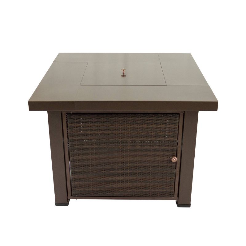 Pleasant Hearth Rio 38" Wicker and Bronze Gas Fire Pit Table