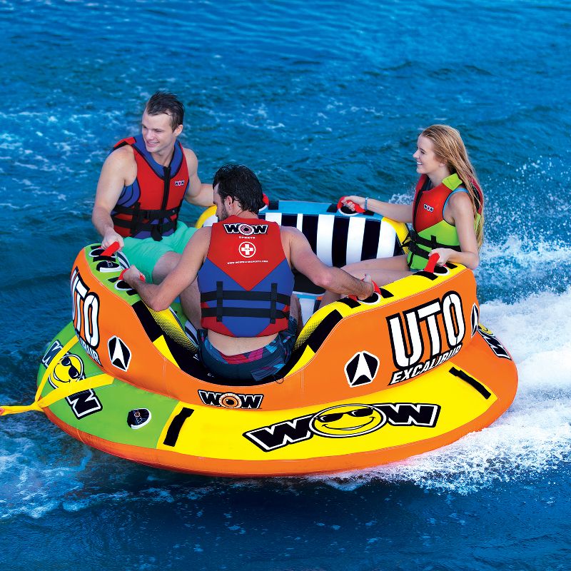 WOW Watersports 1-3 Rider UTO Excalibur Boating Lake Towable with Secure Cockpit Seating and Hover Bottom Design