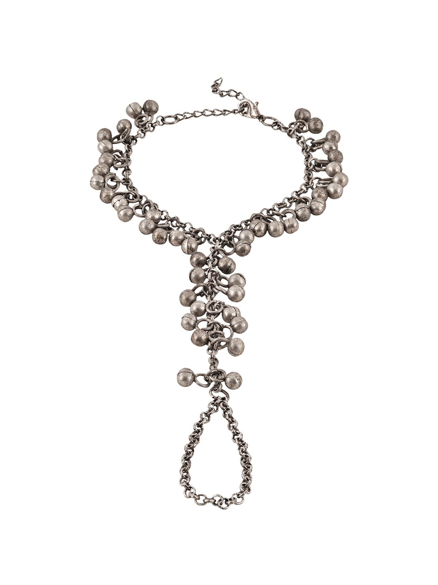 Teejh Maitreyi Ghungroo Silver Hand Harness Bracelet for Women