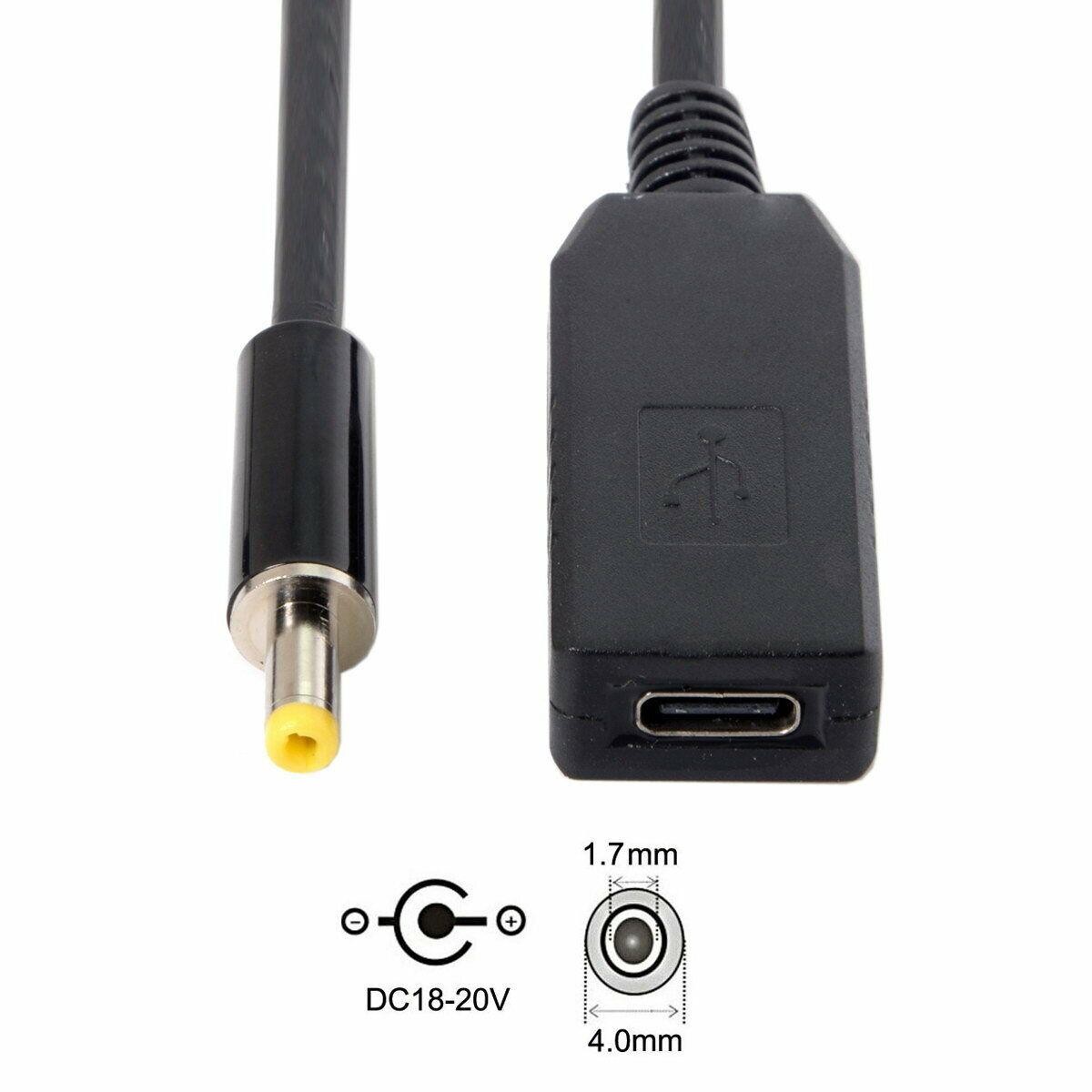 USB Type-C USB-C Female to DC4.0*1.7mm Male Power Plug 20V Charge Cable Converter Adapter for Laptop