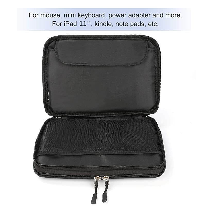 Electronics Organizer,  Electronic Accessories Cable Organizer Bag Waterproof Travel Cable Storage Bag for Charging Cable, Power Bank, iPad (Up to 11'') and More-Large(Black and Blue)