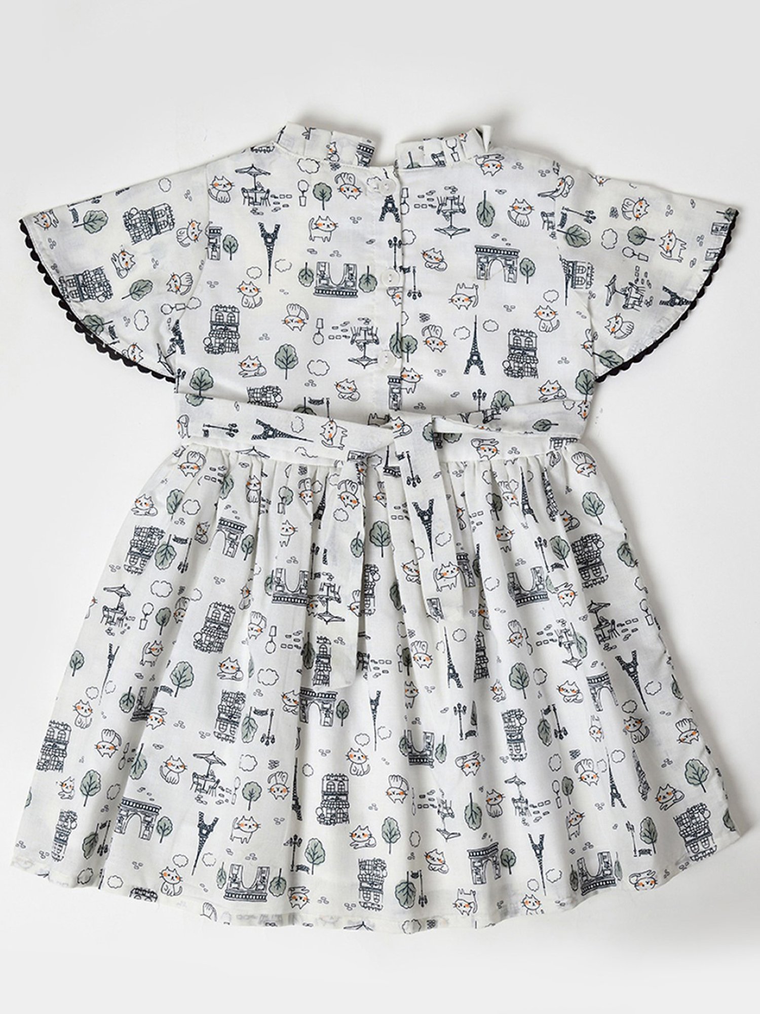 Bella Moda Kids White Printed Fit & Flare Dress