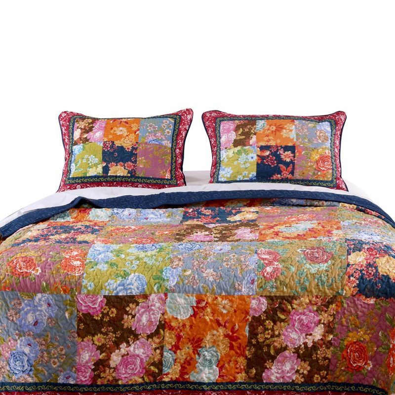 Barefoot Bungalow Desiree Patchwork Colorful Floral Splendor Sham - King 20x36" Multicolor