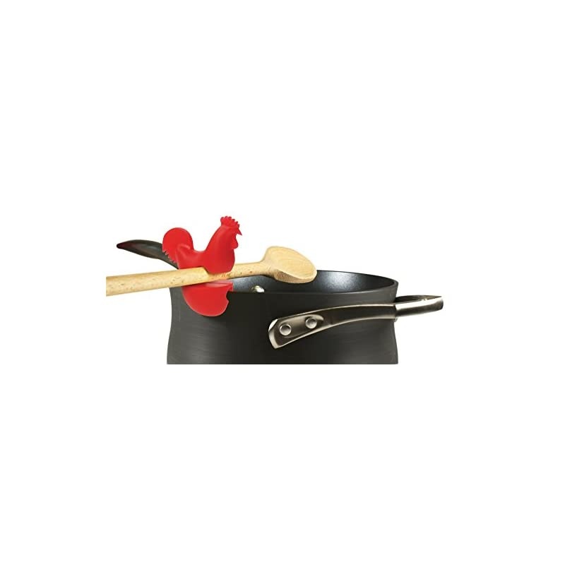 6283 Rooster Pot Clip/Spoon Holder, 1 x 2.75 x 2.75 inches, Red