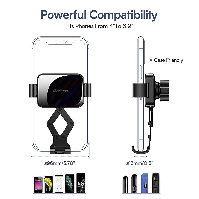 Car Phone Mount, Air Vent Car Phone Holder, Gravity Auto-Clamping Hands-Free Car Mount Compatible with iPhone SE/11 Pro Max/Xs/XR/8 Plus, Samsung Galaxy S20+ Ultra Note10 Plus & All