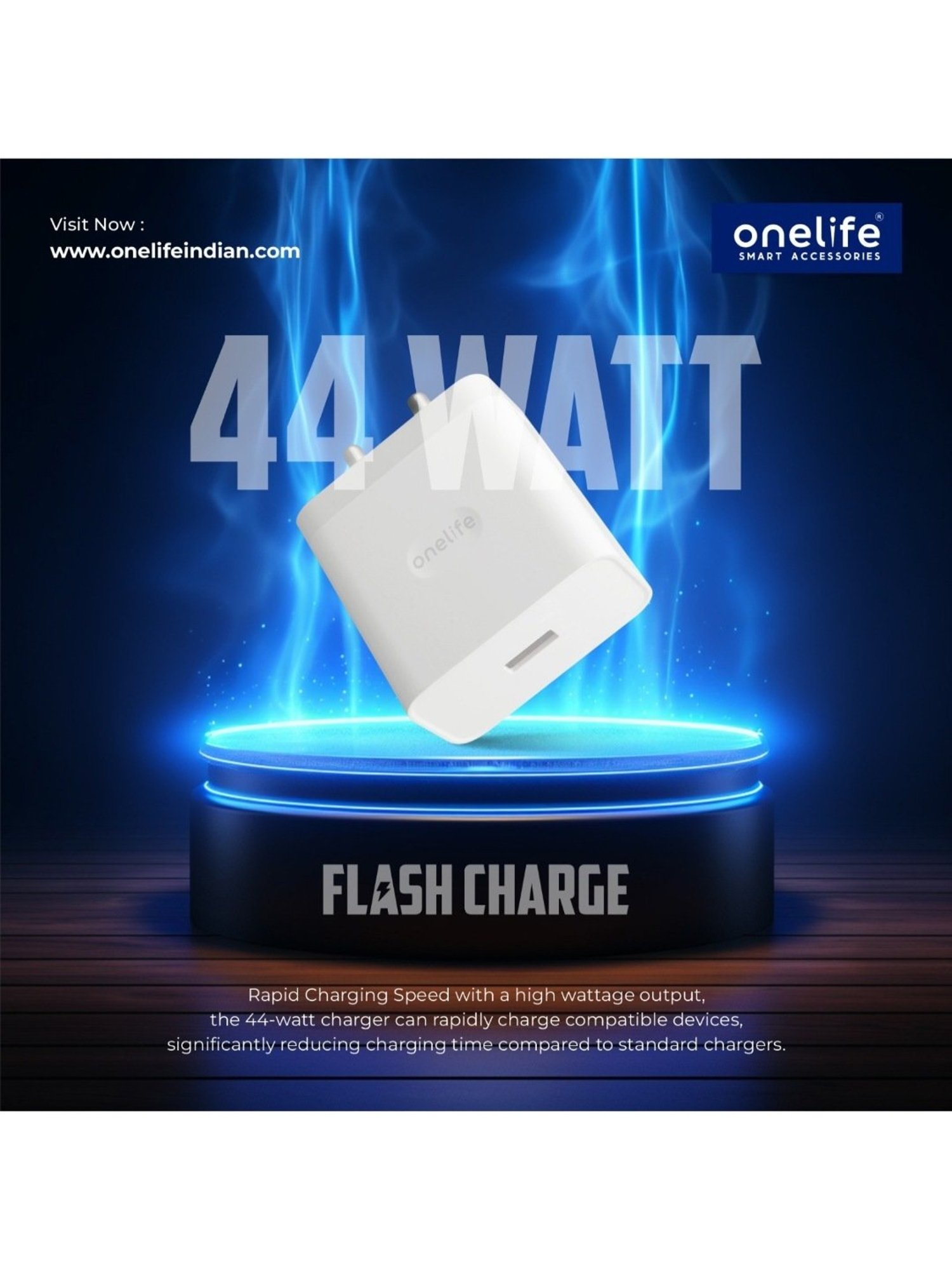 Onelife CH 26 44W USB Quick Charger for iPhone (White)