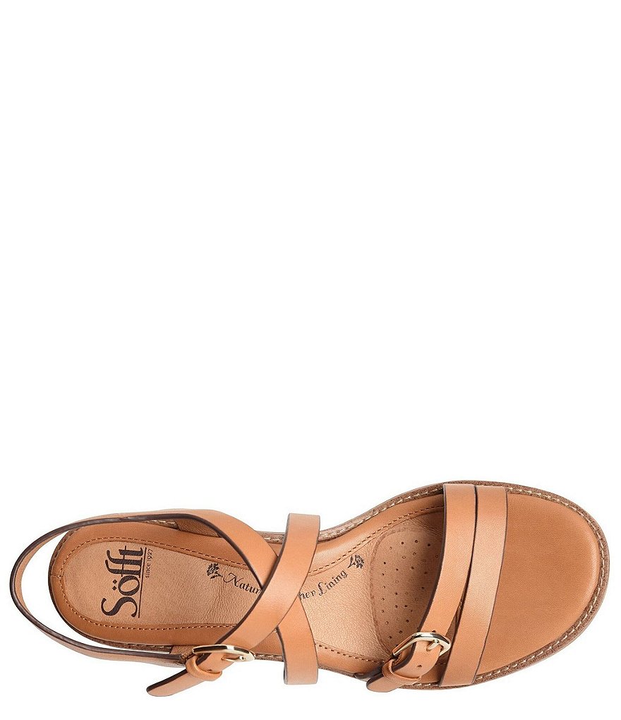 Sofft Nadie II Leather Double Buckle Stacked Heel Sandals
