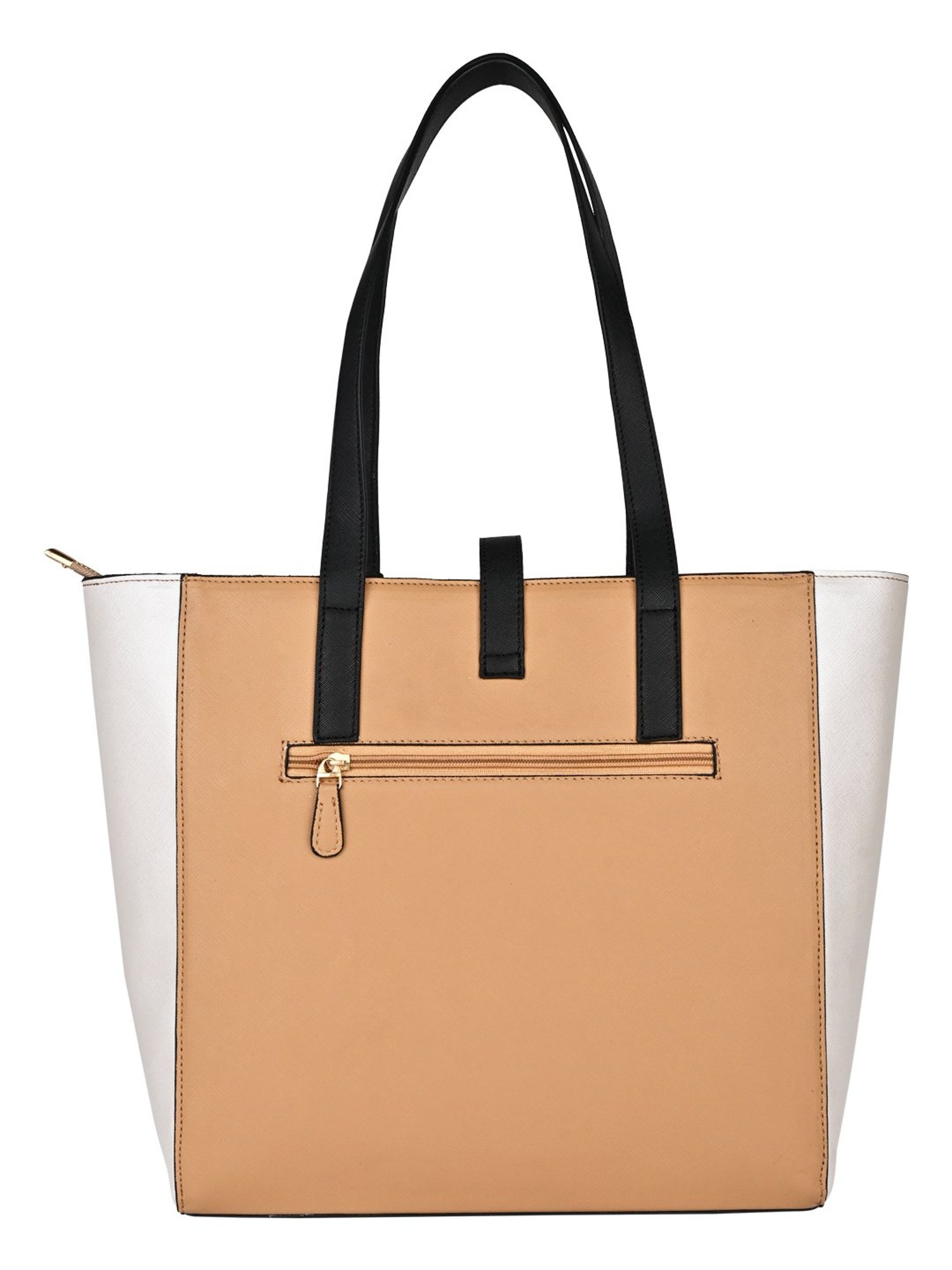 Horra Beige Solid Medium Tote Bag