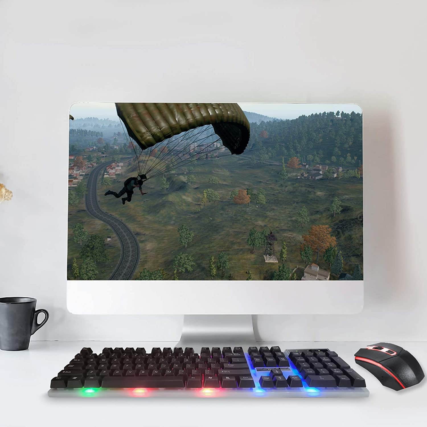 SOONHUA RGB Gaming Keyboard and Mouse Combo,104 Keys Backlit Computer Keyboard with Gaming Ergonomic Keyboard Mouse, USB Wired Set for PC Gamer Laptop Work