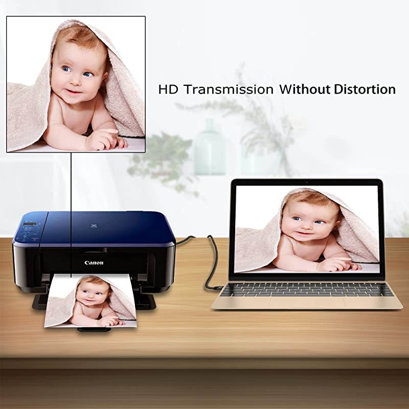 3ft Type C to USB B Cable Nylon Braided 20 Printer Scanner Cord with Metal Connector Compatible with AiO HP Canon Samsung Printers and More 3ft Black