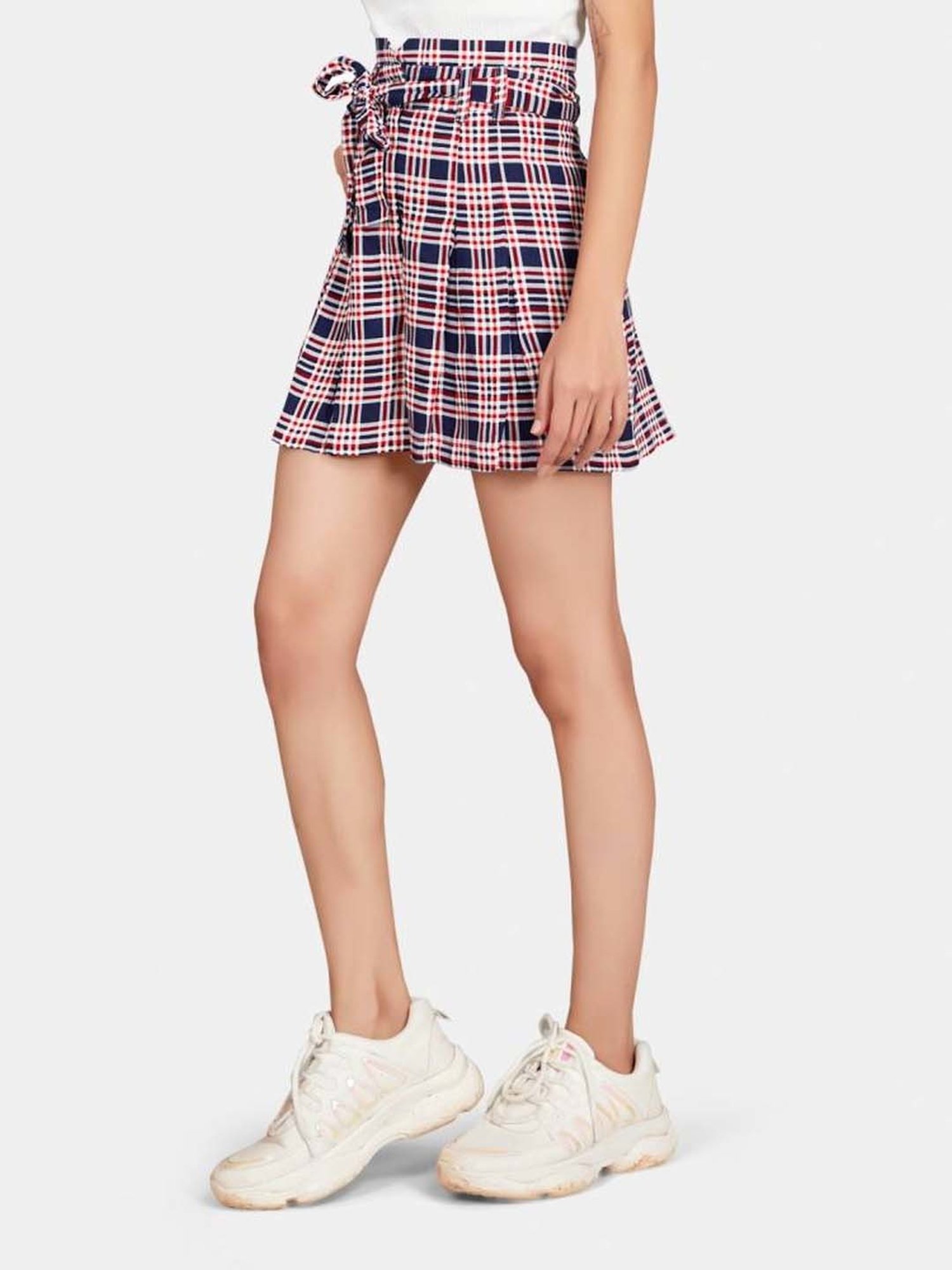VASTRADO Navy & Red Chequered Skorts