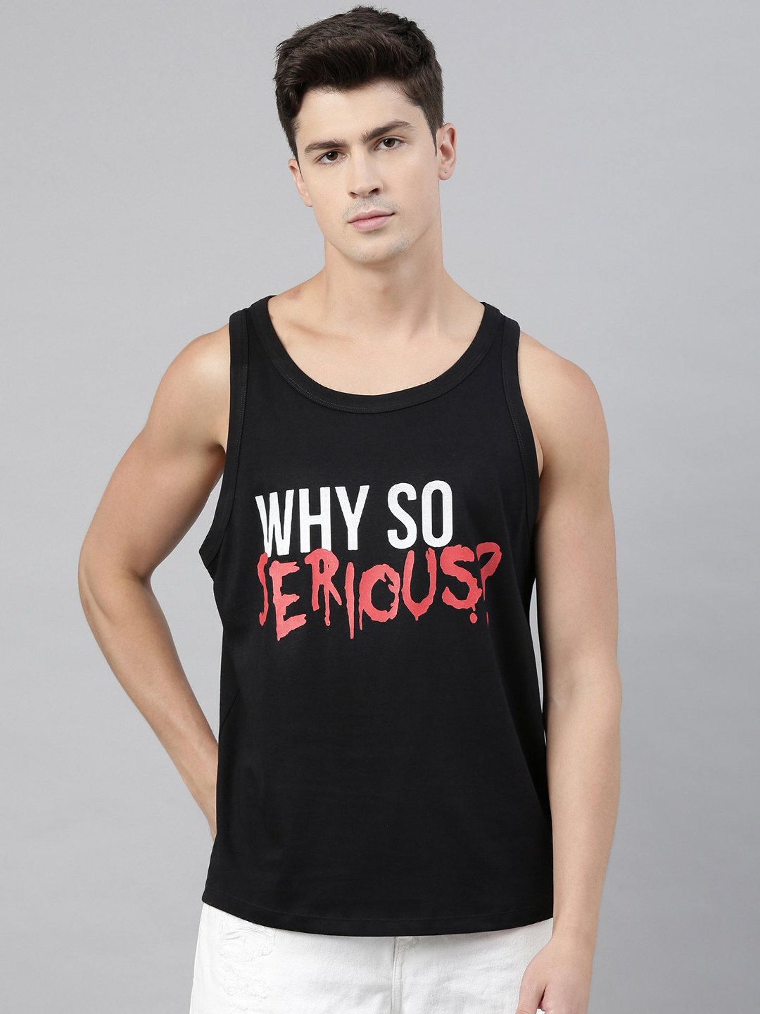 Bushirt Black Printed Cotton Vest