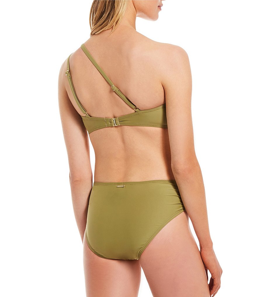 Antonio Melani Solid Ring One-Shoulder Swim Top