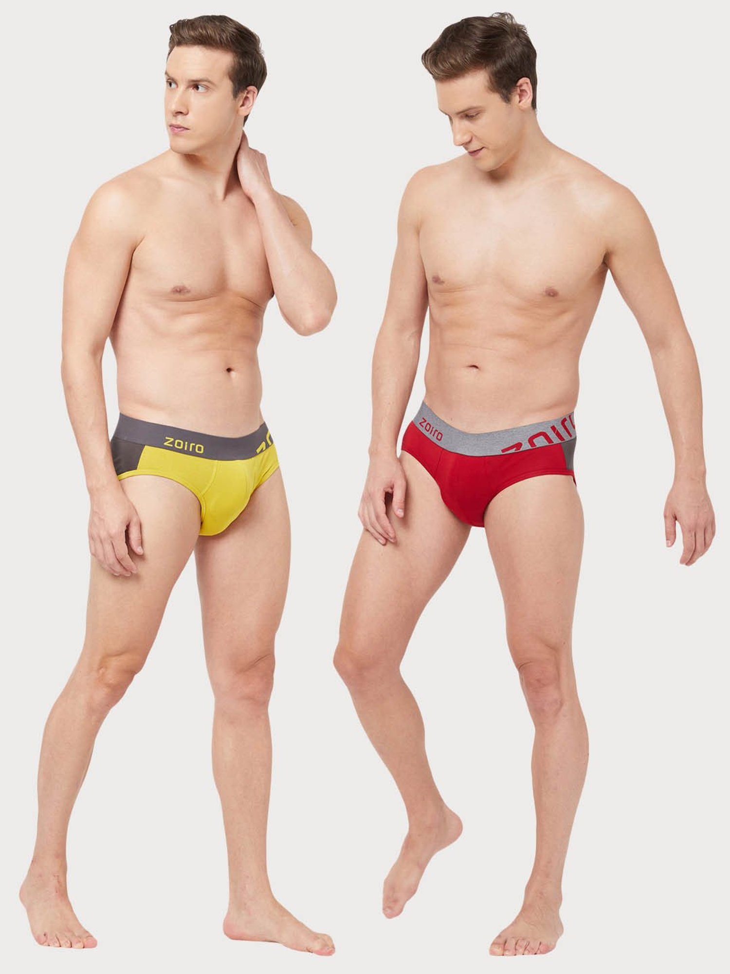 Zoiro Ribbon Red & Sulphur Regular Fit Briefs - Pack Of 2