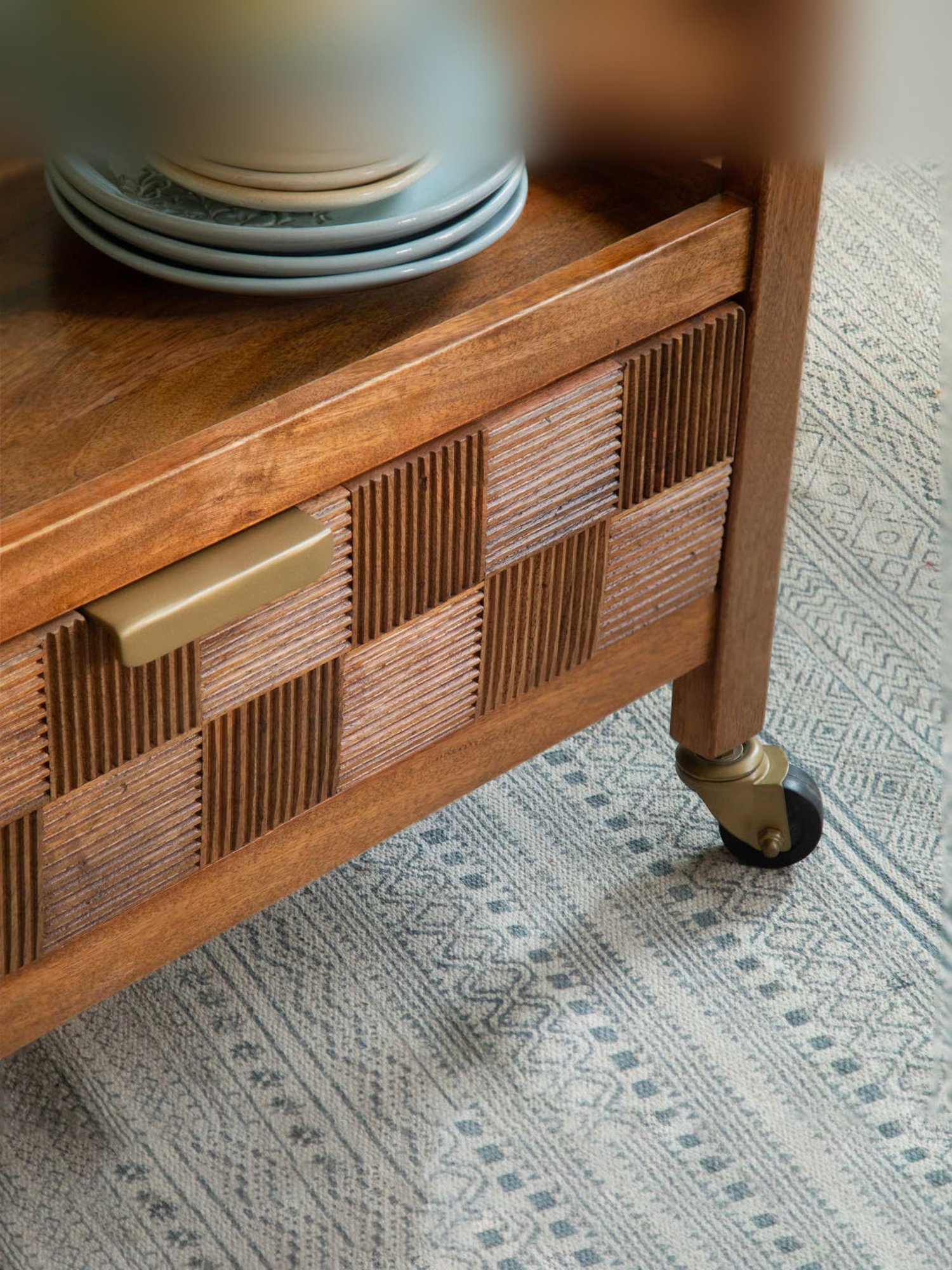 Ikiriya Kassel Solid Brown Wood Wine Rack Teak Finish