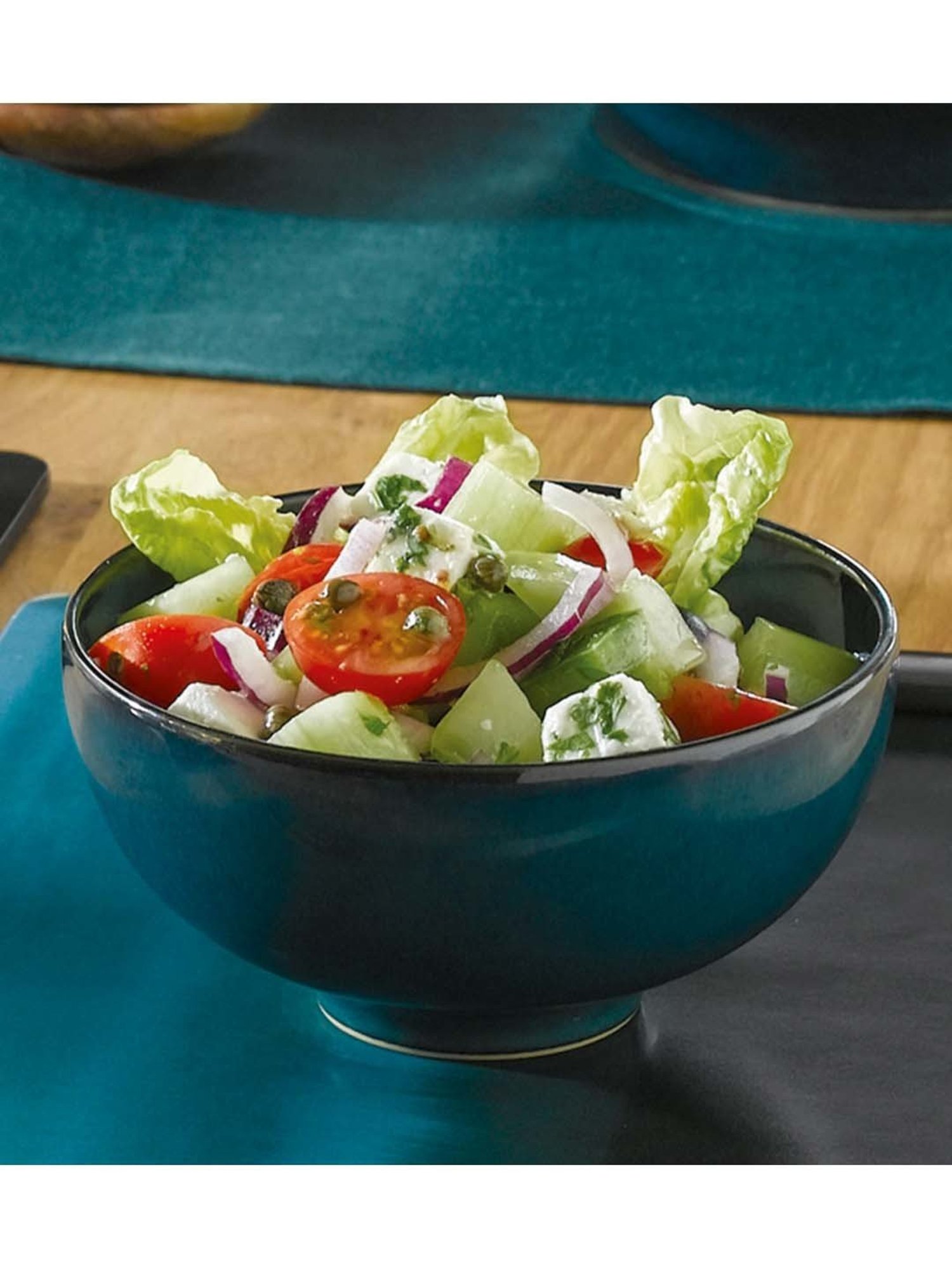 DENBY Greenwich Teal Blue Stoneware 13 cm Rice Bowl (0.48 L)- Set of 1