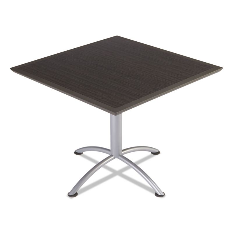 Iceberg Urethane Breakroom Table, Gray Walnut w/Silver Base, 42"H x 36"W x36"D 69854