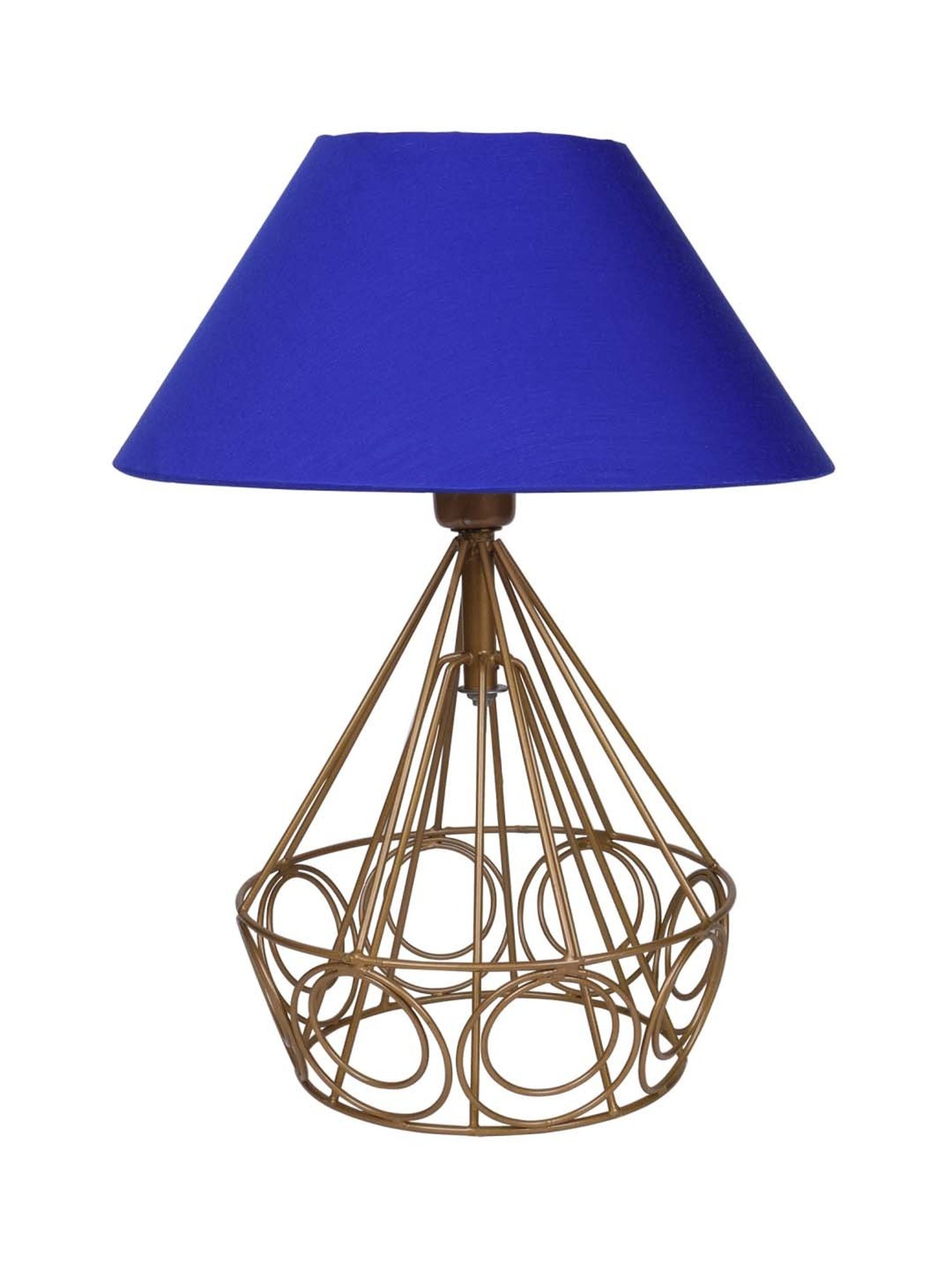 Homesake Modern Farmhouse Blue & Antique Gold Metal Table Lamp with Bulb - Set of 1