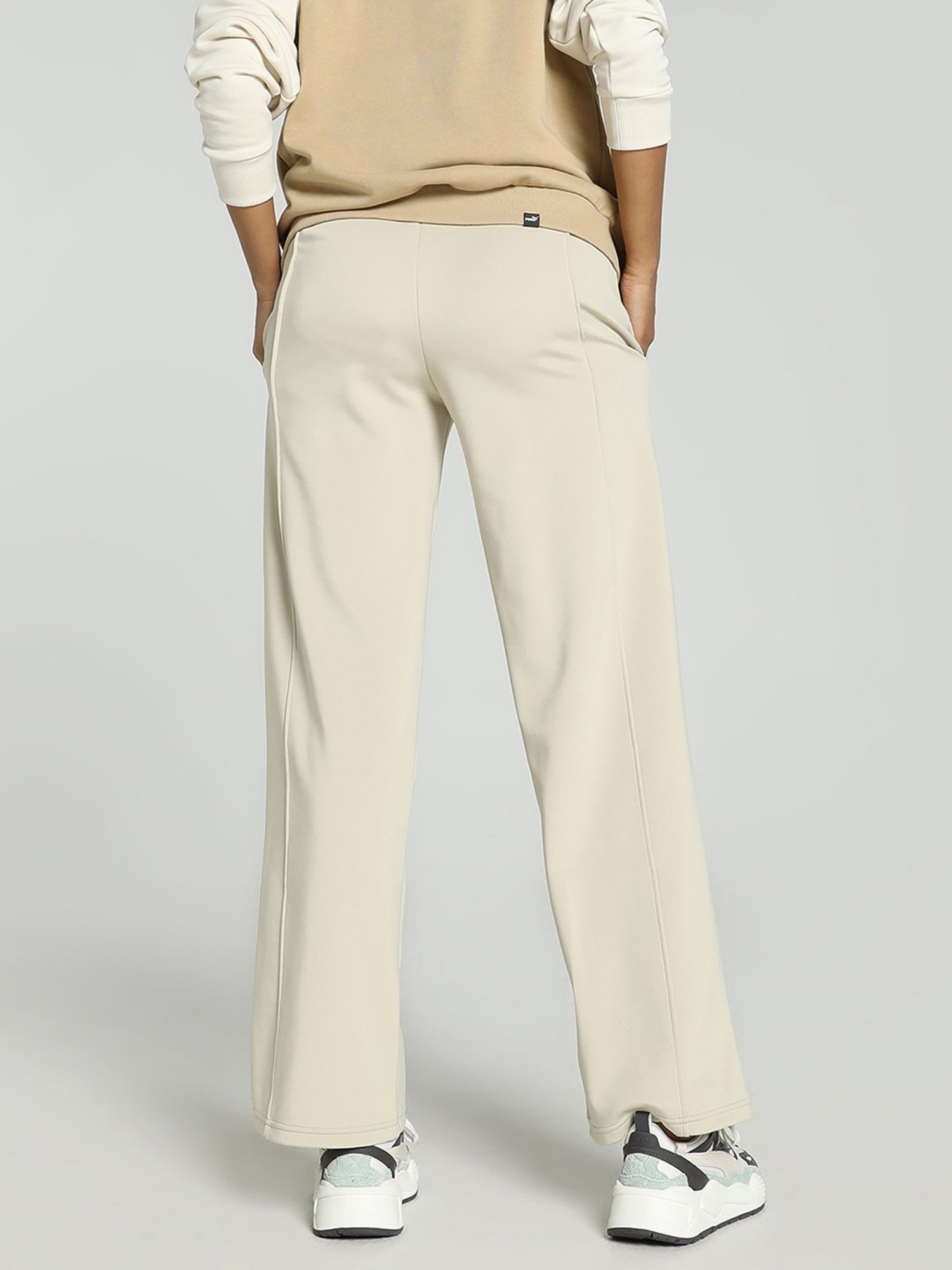 Puma Beige High Rise Sports Track Pants