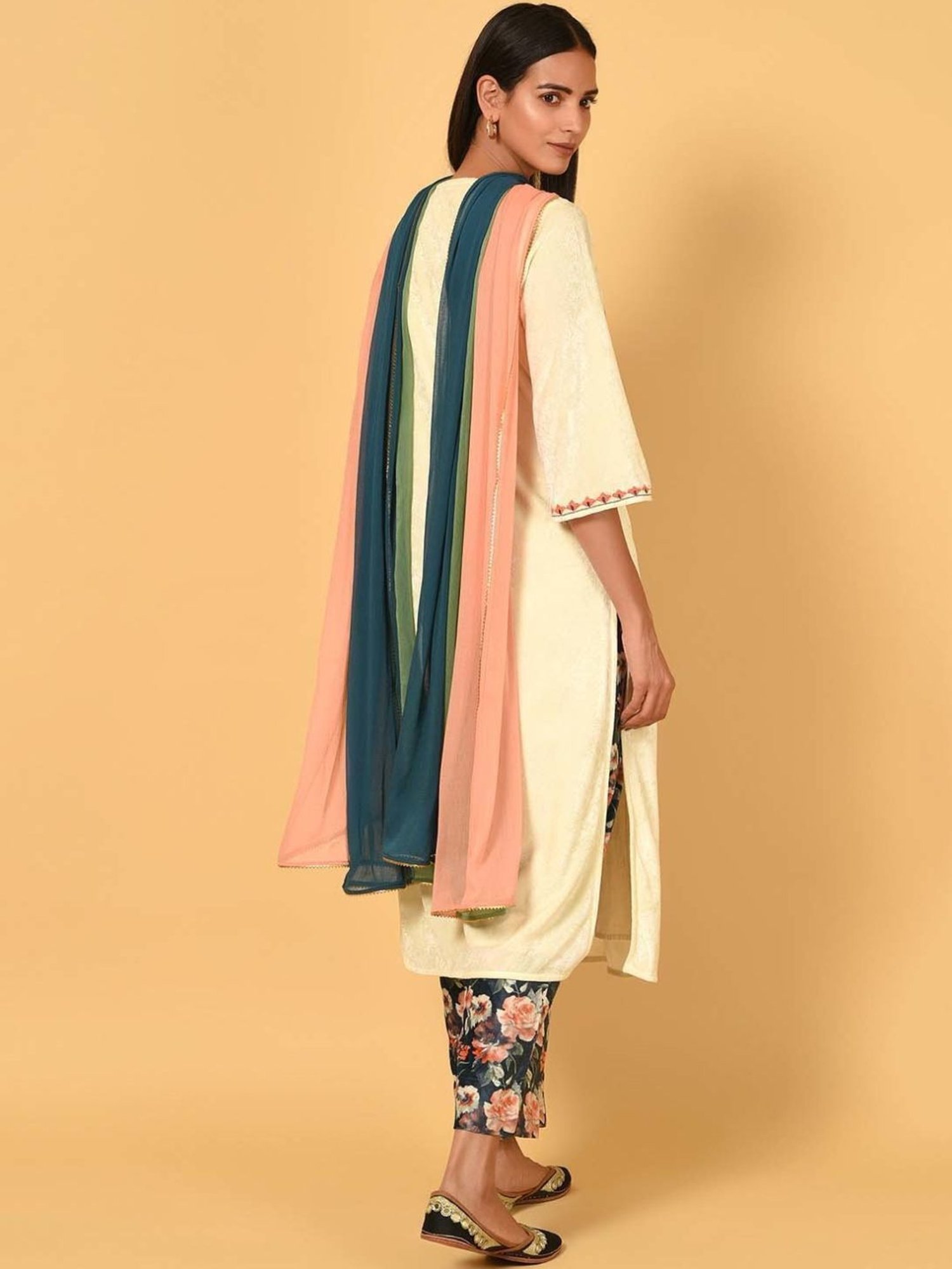 Nuhh Ecru Kurta With Pant & Dupatta